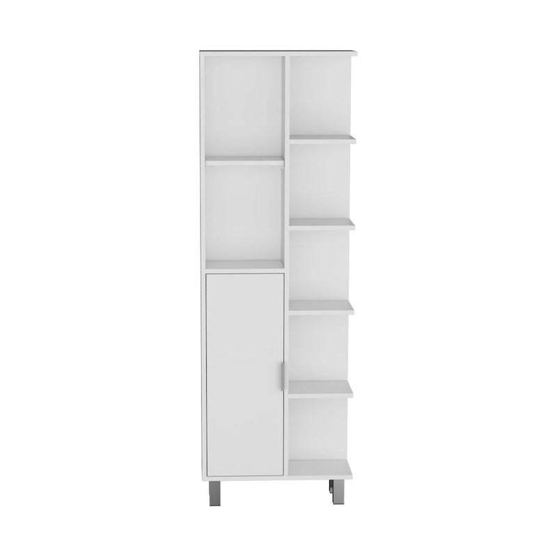 Linen 63-inch High Bathroom Cabinet Linen Storage Cabinet with Seven Open Shelves