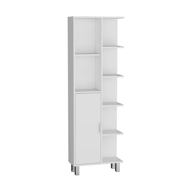 Linen 63-inch High Bathroom Cabinet Linen Storage Cabinet with Seven Open Shelves