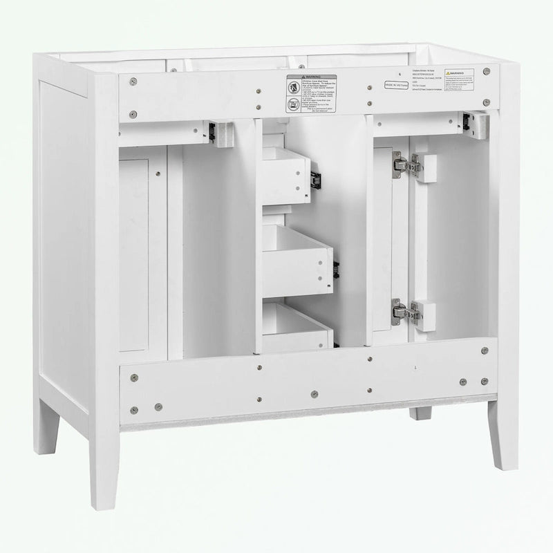 Bathroom Vanity with Ceramic Basin, Two Cabinets and Five Drawers