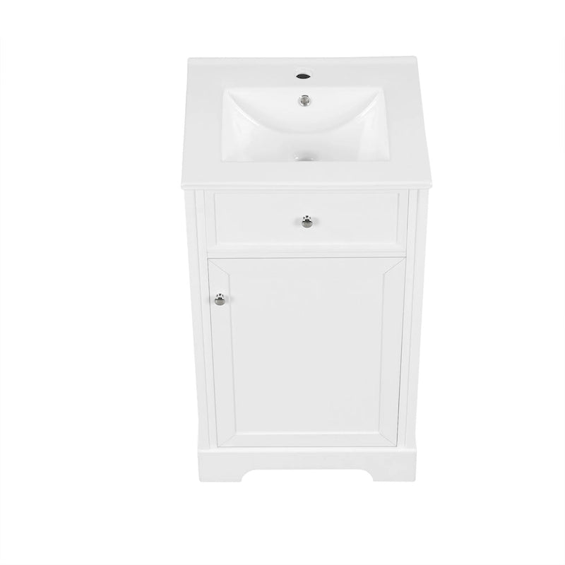 20  Bathroom Vanity with Sink Bathroom Cabinet with Soft Closing Door Storage Rack and Adjustable Shelve White