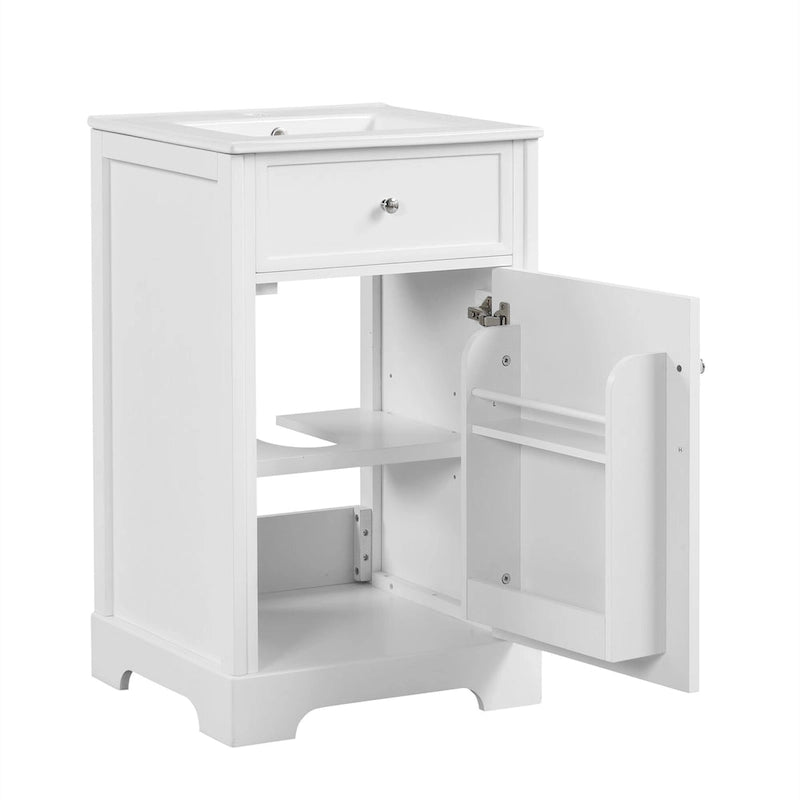 20  Bathroom Vanity with Sink Bathroom Cabinet with Soft Closing Door Storage Rack and Adjustable Shelve White