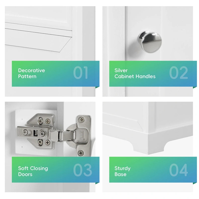 20  Bathroom Vanity with Sink Bathroom Cabinet with Soft Closing Door Storage Rack and Adjustable Shelve White