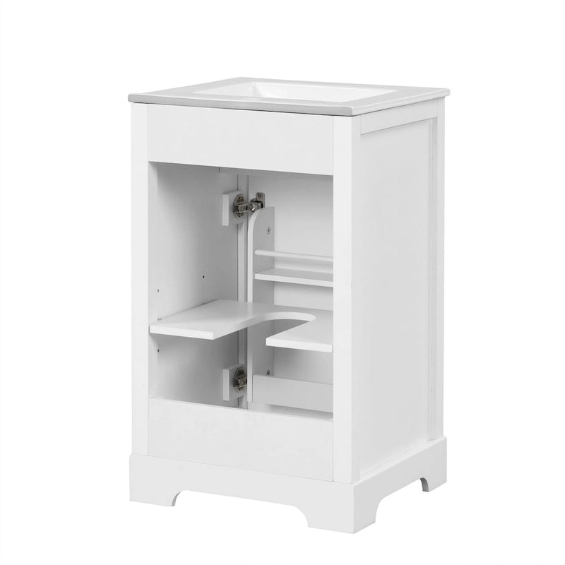 20  Bathroom Vanity with Sink Bathroom Cabinet with Soft Closing Door Storage Rack and Adjustable Shelve White