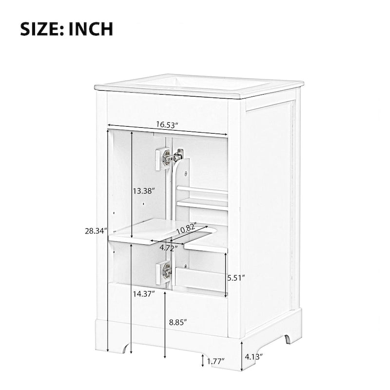 20  Bathroom Vanity with Sink Bathroom Cabinet with Soft Closing Door Storage Rack and Adjustable Shelve White