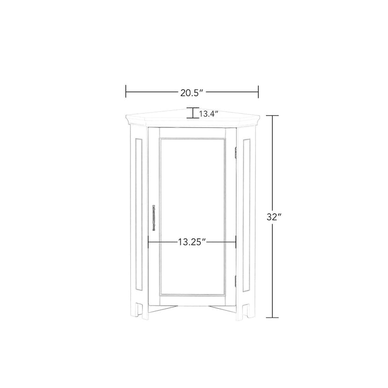 RiverRidge Somerset Corner Floor Bathroom Storage Cabinet Organizer with Doors and an Adjustable Shelf - White