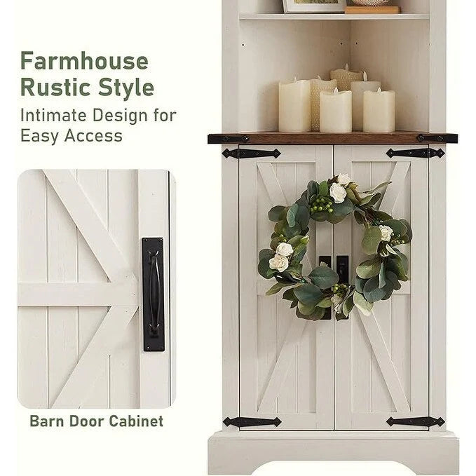Farmhouse Tall Corner Cabinet, Storage Cabinet, Home Space Saver