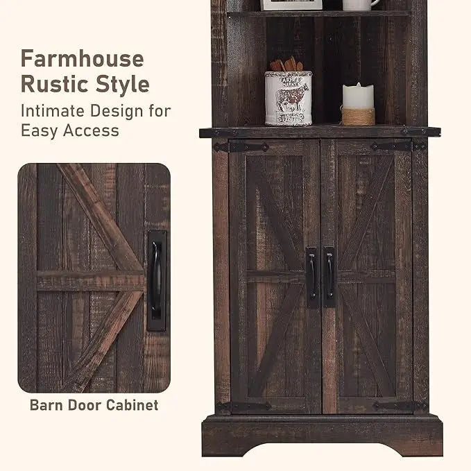 Farmhouse Tall Corner Cabinet, Storage Cabinet, Home Space Saver