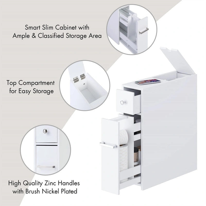 Home Slim Bathroom Storage Cabinet - 19.69 D x 6.45 W x 22.83 H