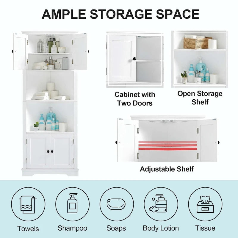 Tall Bathroom Storage Cabinet with Adjustable Shelf