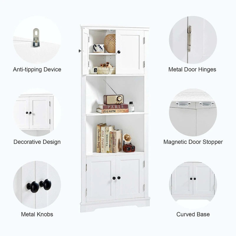 Tall Bathroom Storage Cabinet with Adjustable Shelf