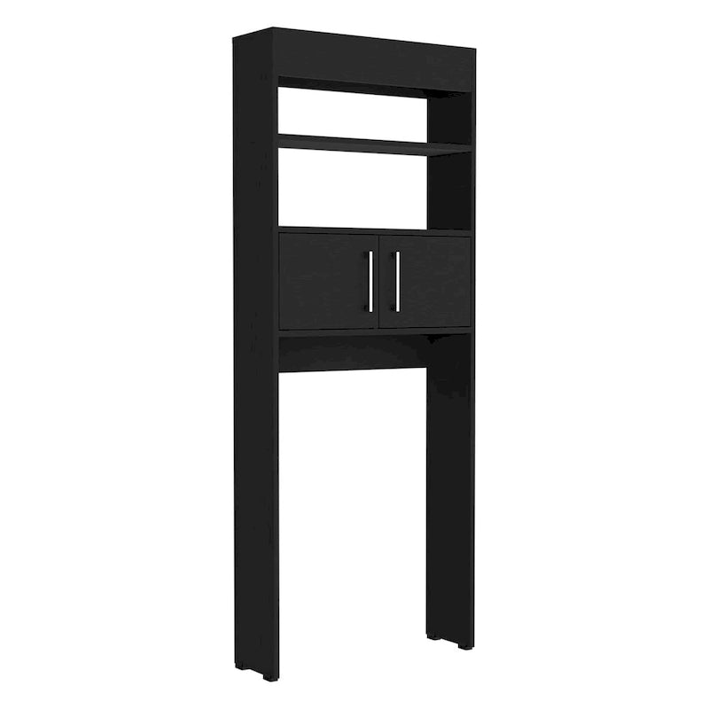Madrid Over The Toilet Cabinet, Double Door, Two Shelves -Black