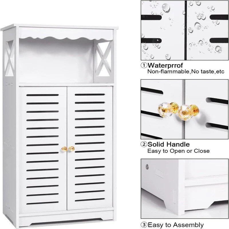 Bathroom Storage Cabinets White Floor Free Standing Cabinet - 9.5 D x 13.4 W x 29.5 H