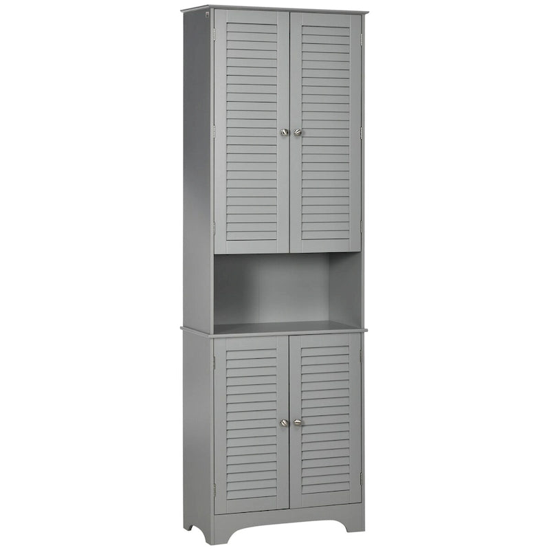 Tall Narrow Bathroom Storage Cabinet with Doors and Shelf Adjustability,Linen Cabinet with 2 Cabinets and Countertop