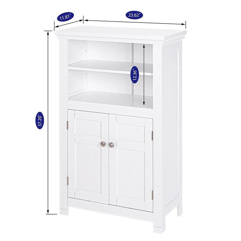 Freestanding Bathroom Cabinet with Doors and Adjustable Shelf - 11.81 D x 23.62 W x 37.2 H