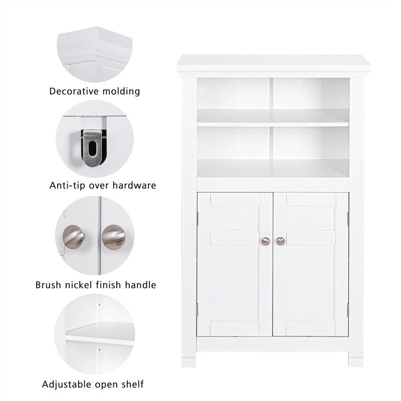 Freestanding Bathroom Cabinet with Doors and Adjustable Shelf - 11.81 D x 23.62 W x 37.2 H