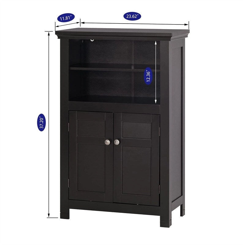 Freestanding Bathroom Cabinet with Doors and Adjustable Shelf - 11.81 D x 23.62 W x 37.2 H