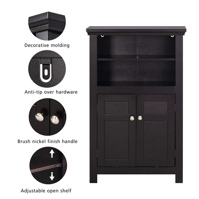 Freestanding Bathroom Cabinet with Doors and Adjustable Shelf - 11.81 D x 23.62 W x 37.2 H