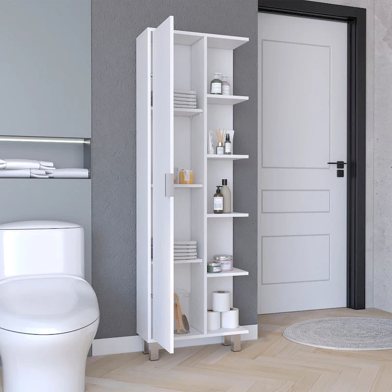 63-inch High Bathroom Cabinet Storage Cabinet with Four Open Shelves