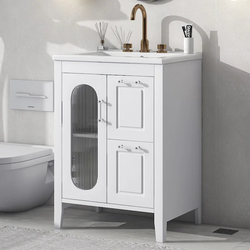 Bathroom Vanity Cabinet with Two Drawers and Door