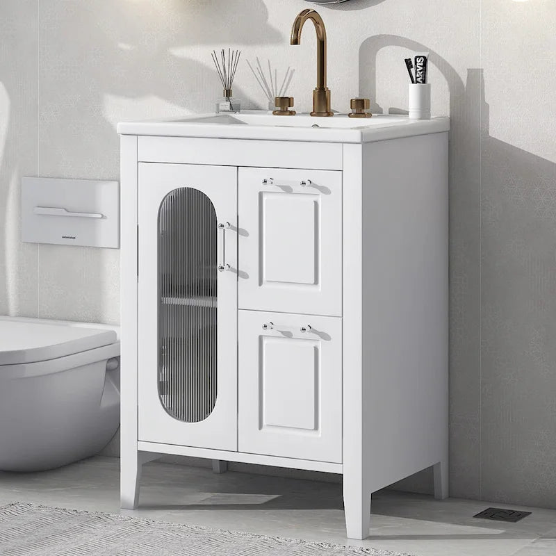 Bathroom Vanity Cabinet with Two Drawers and Door