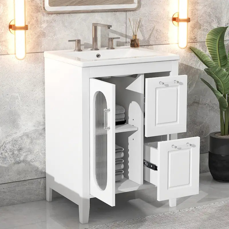 Bathroom Vanity Cabinet with Two Drawers and Door
