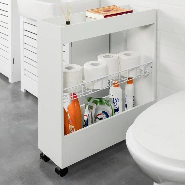Haotian BZR46-W, Freestanding Bathroom Cabinet with 3-tier Shelf