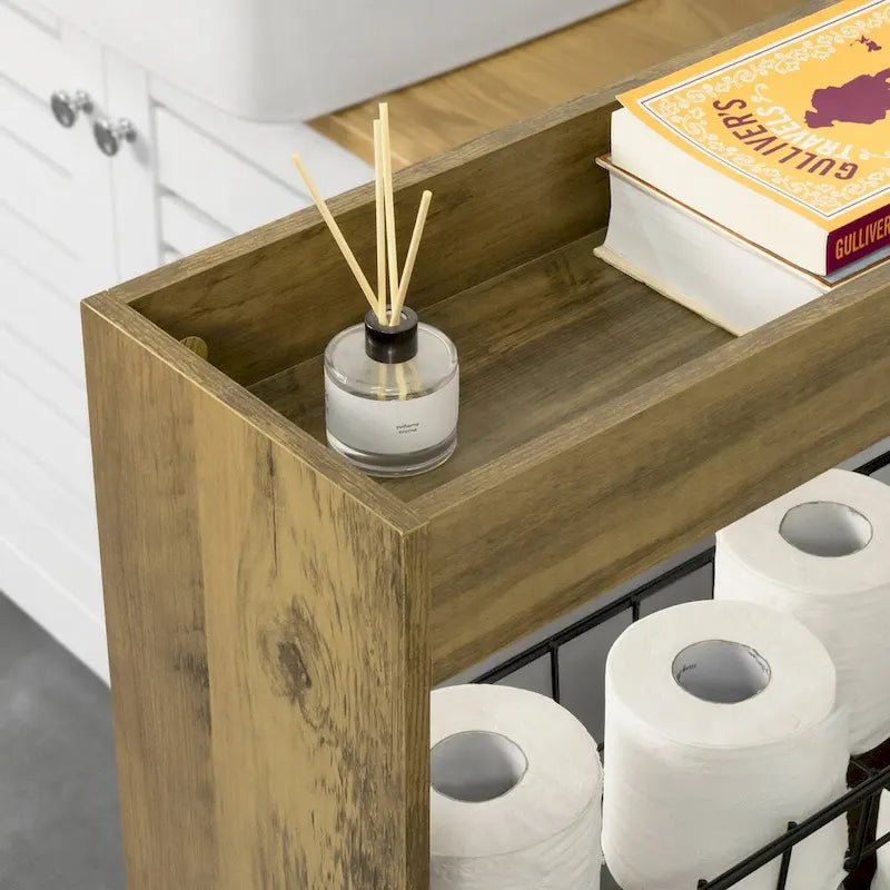 Haotian BZR46-W, Freestanding Bathroom Cabinet with 3-tier Shelf