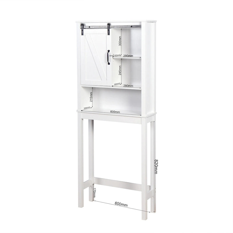 Bathroom Storage Cabinet Over Toilet with Adjustable Shelves Barn Door