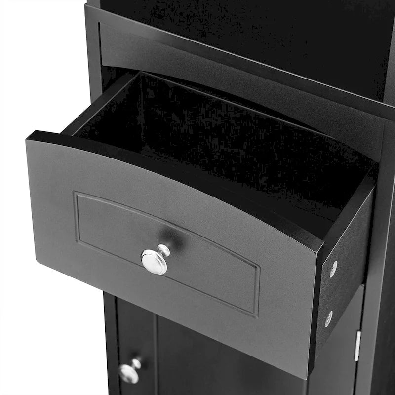 Tall Bathroom Cabinet, Freestanding Storage Cabinet with Drawer, MDF Board, Adjustable Shelf, Black