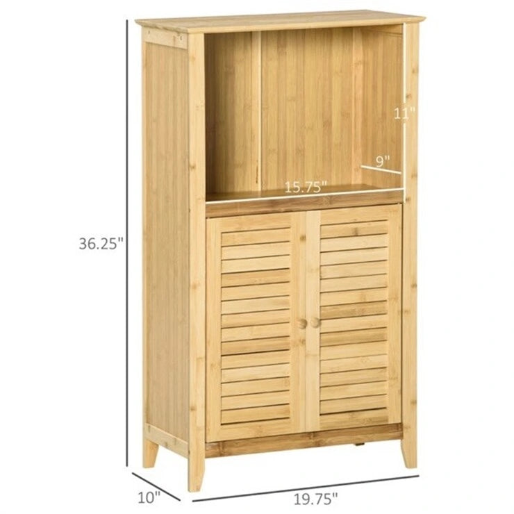 Natural Bamboo Bathroom Floor Cabinet with Adjustable Shelf