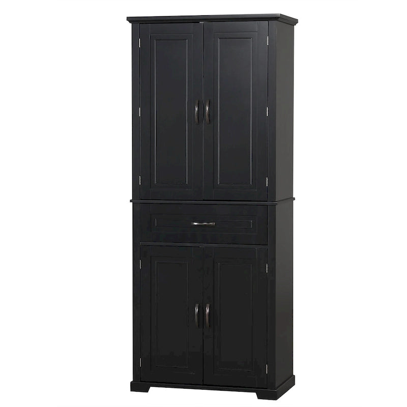 Bathroom Storage Cabinet with Doors and Drawer, Multiple Storage Space, Adjustable Shelf, Black