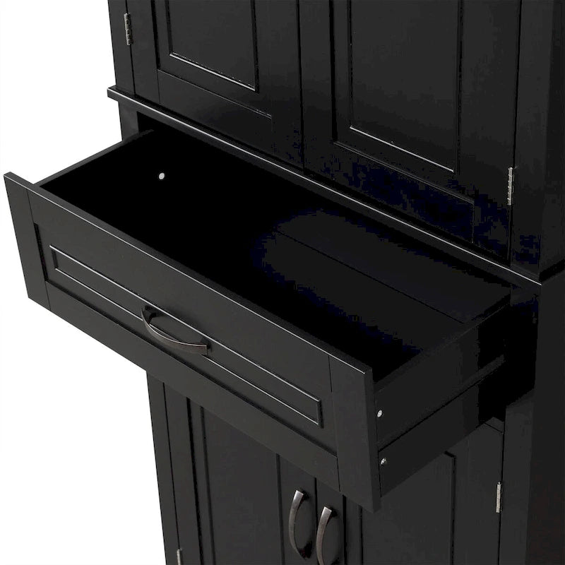 Bathroom Storage Cabinet with Doors and Drawer, Multiple Storage Space, Adjustable Shelf, Black