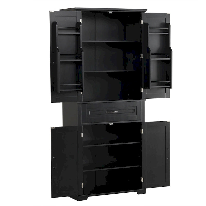 Bathroom Storage Cabinet with Doors and Drawer, Multiple Storage Space, Adjustable Shelf, Black