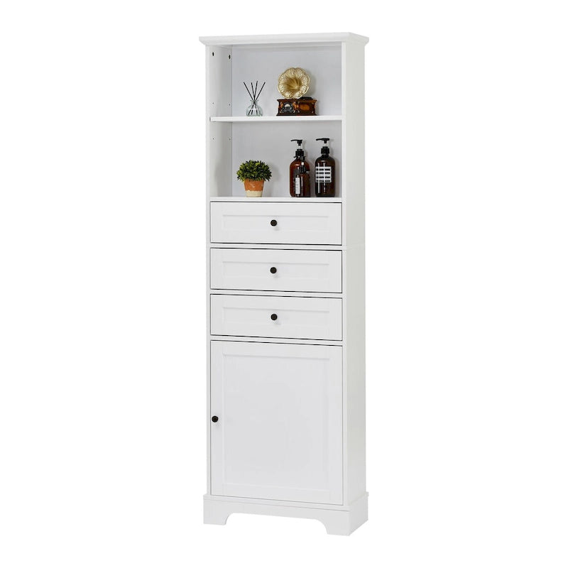 68 Tall Storage Cabinet with 3 Drawers and Adjustable Shelves for Bathroom, Kitchen and Living Room