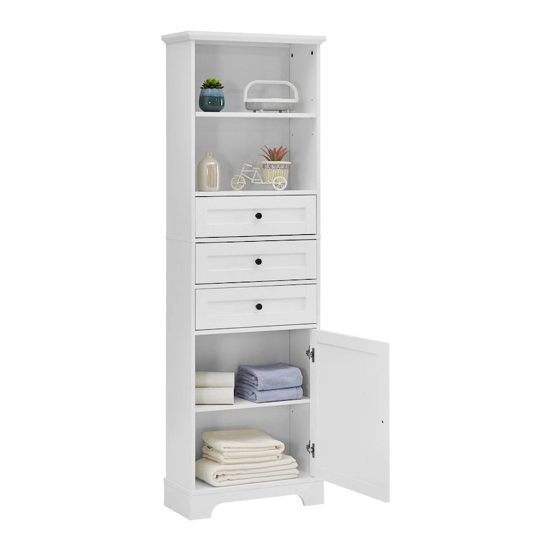 68 Tall Storage Cabinet with 3 Drawers and Adjustable Shelves for Bathroom, Kitchen and Living Room