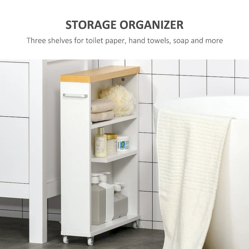 Bathroom Cabinet with Wheels Storage Organizer