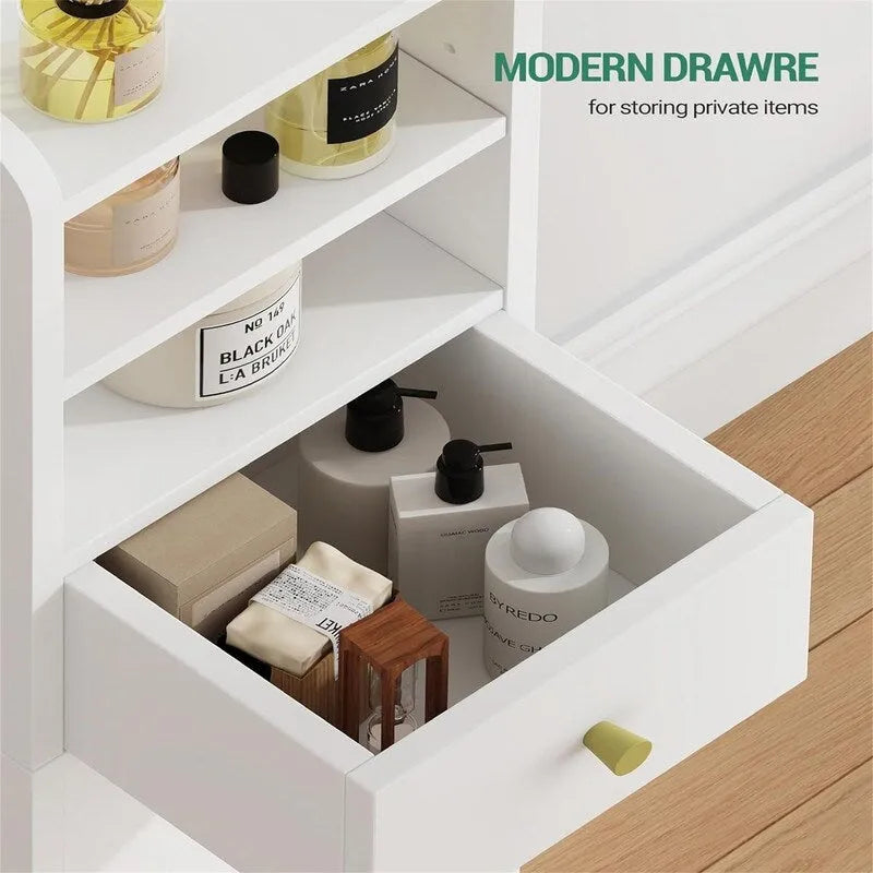 Corner Floor Cabinet with Drawers and Doors - 7.9 D x 7.9 W x 33.5 H