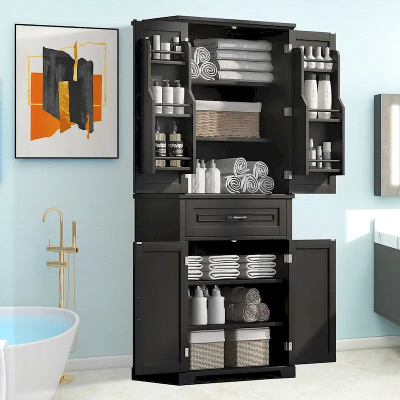 Bathroom Storage Cabinet with Doors and Drawer, Multiple Storage Space, Adjustable Shelf