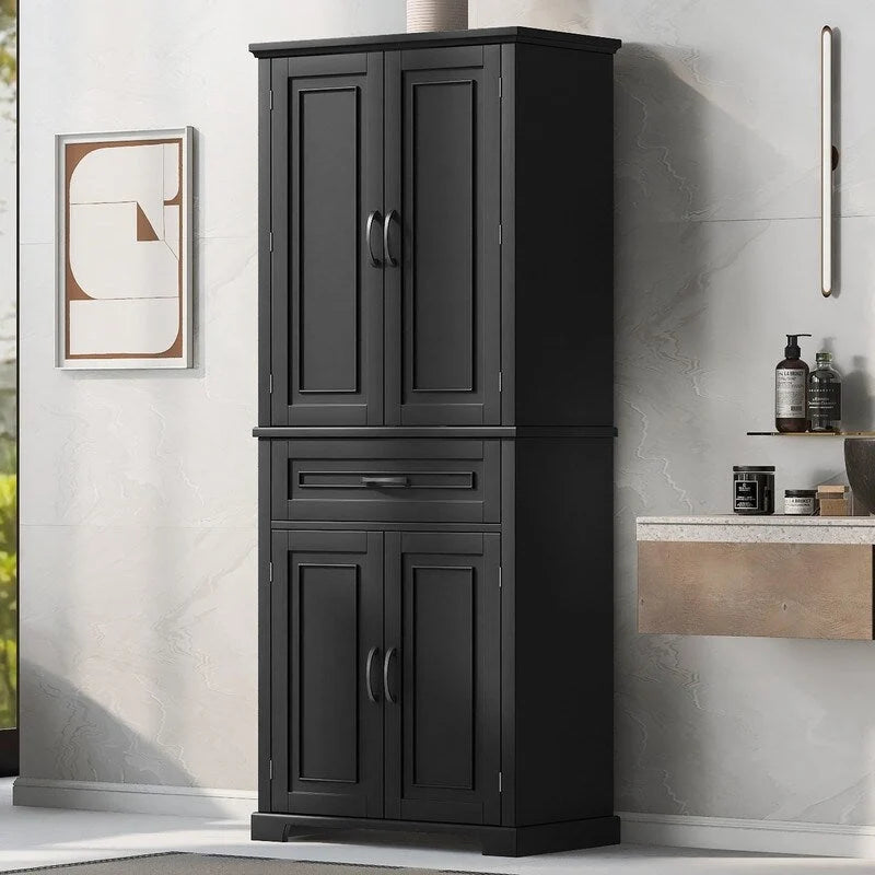 Bathroom Storage Cabinet with Doors and Drawer, Multiple Storage Space, Adjustable Shelf