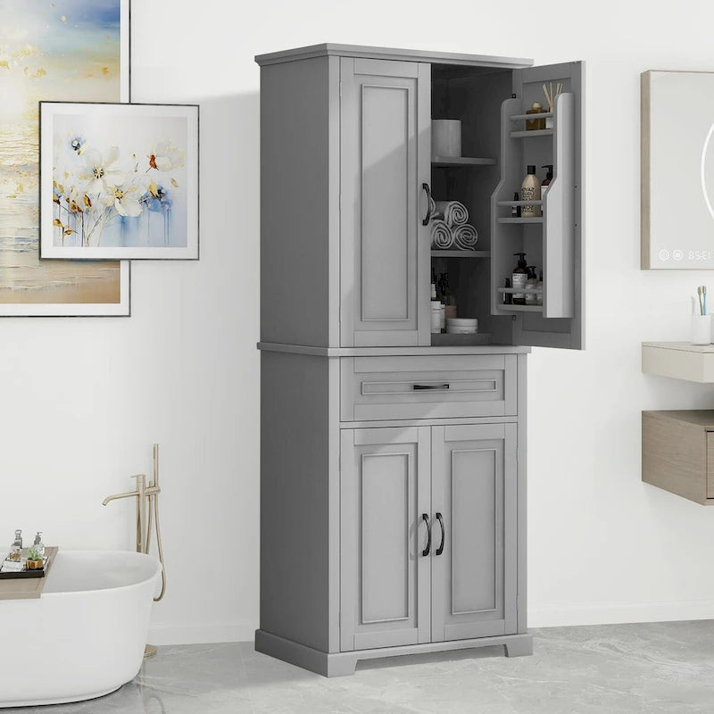 Bathroom Storage Cabinet with Doors and Drawer, Multiple Storage Space, Adjustable Shelf
