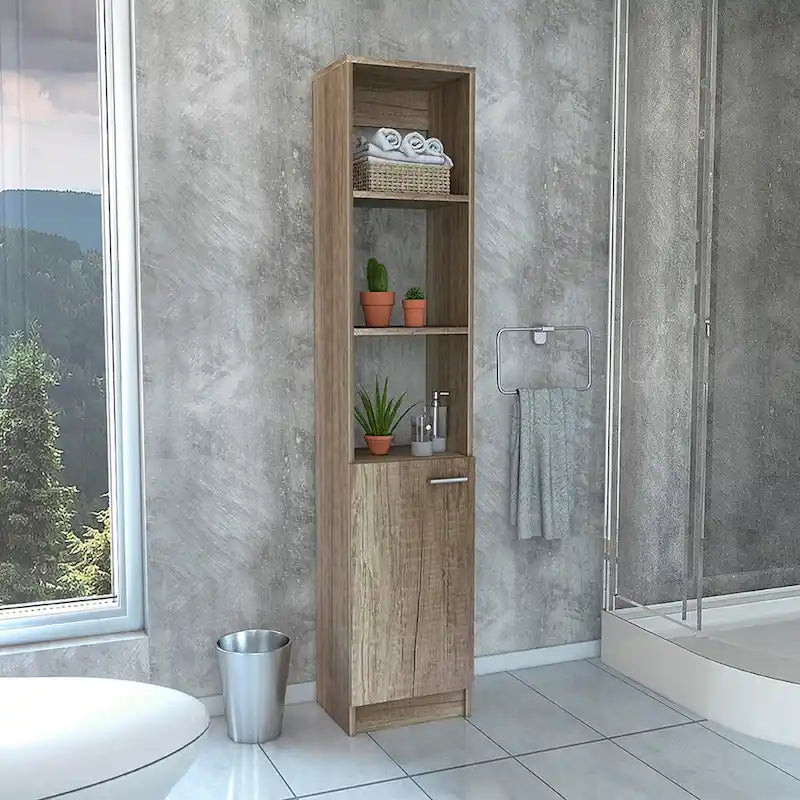 Bathroom Linen Cabinet with 3 Shelves,Single Door