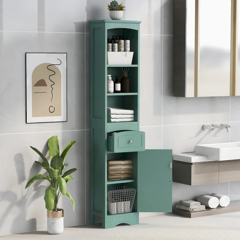 Tall Bathroom Cabinet,Freestanding Storage Cabinet with Drawer,MDF Board,Adjustable Shelf