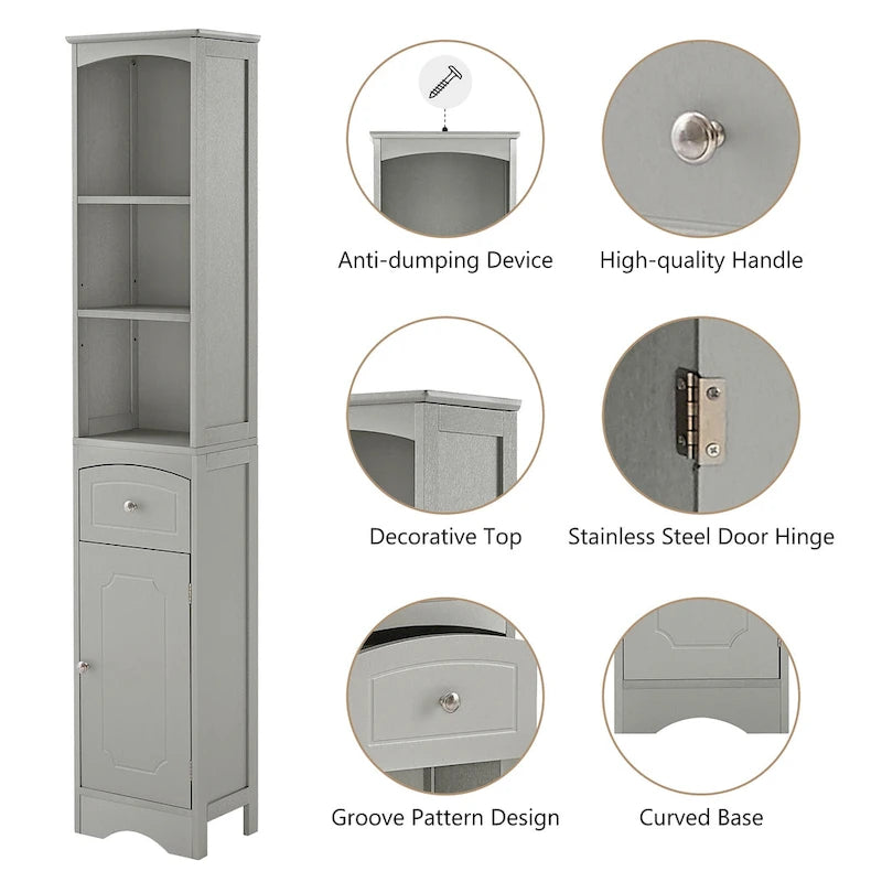 Tall Bathroom Cabinet,Freestanding Storage Cabinet with Drawer,MDF Board,Adjustable Shelf