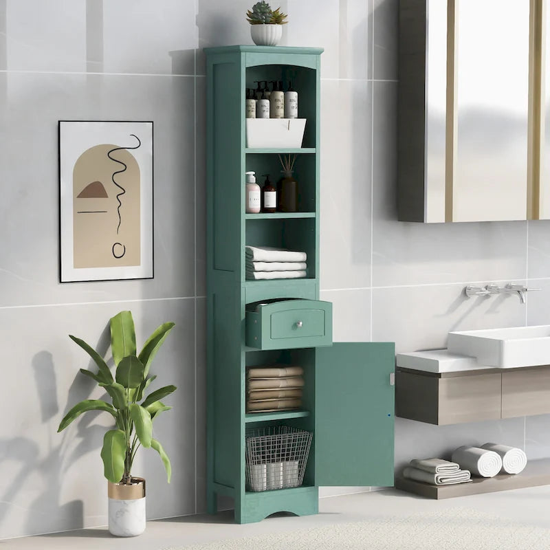 Tall Bathroom Cabinet,Freestanding Storage Cabinet with Drawer,MDF Board,Adjustable Shelf