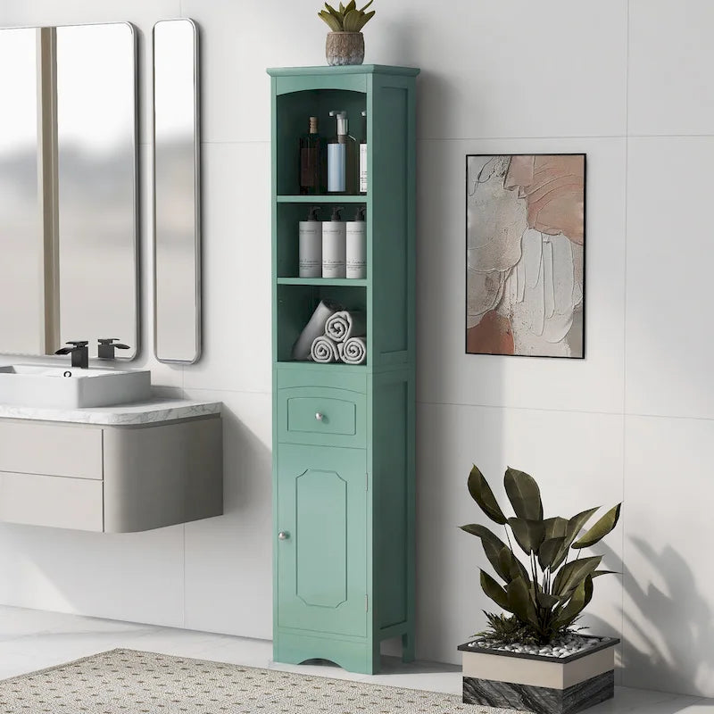 Tall Bathroom Cabinet,Freestanding Storage Cabinet with Drawer,MDF Board,Adjustable Shelf