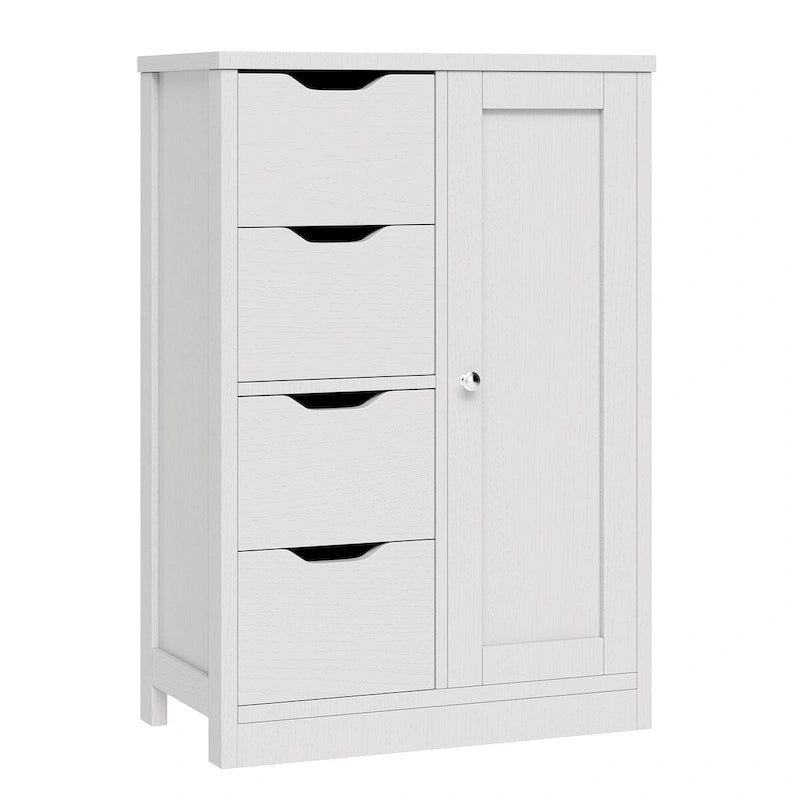 Futzca Bathroom Floor Storage Cabinet, Freestanding Pantry Cabinet with 4 Drawers and 1 Door