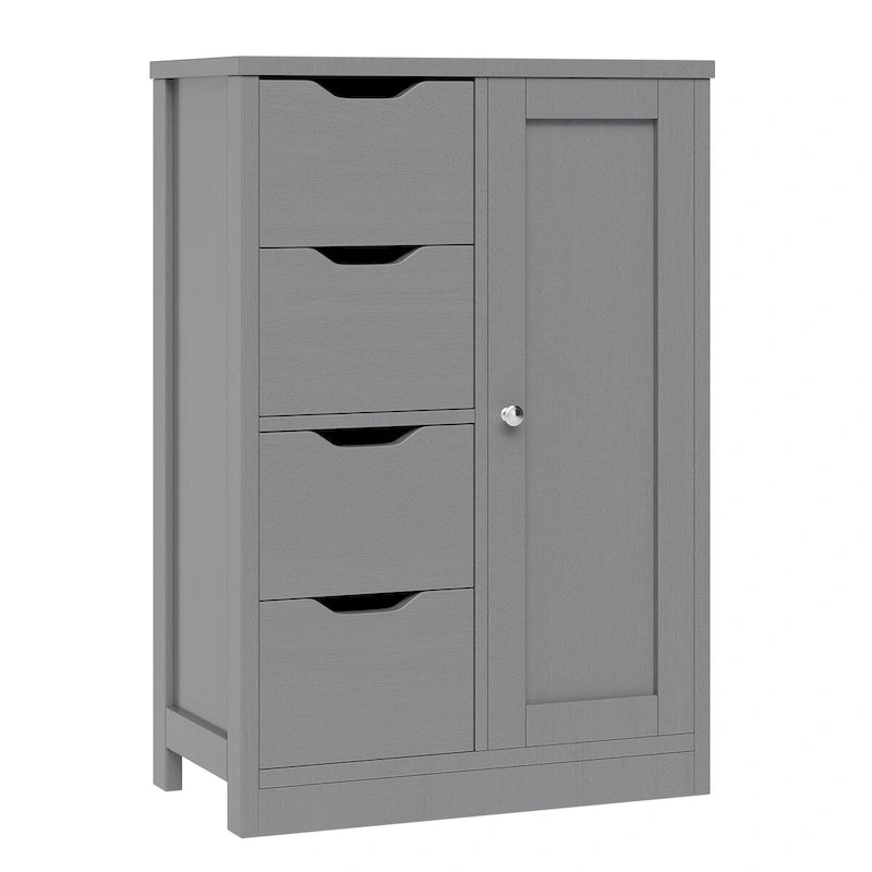 Futzca Bathroom Floor Storage Cabinet, Freestanding Pantry Cabinet with 4 Drawers and 1 Door