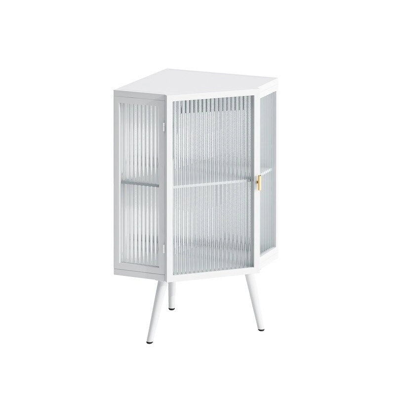 Grondin Modern Style 22.25  Bathroom Corner Storage Cabinet with Tempered Glass Doors and Interior Adjustable Shelf