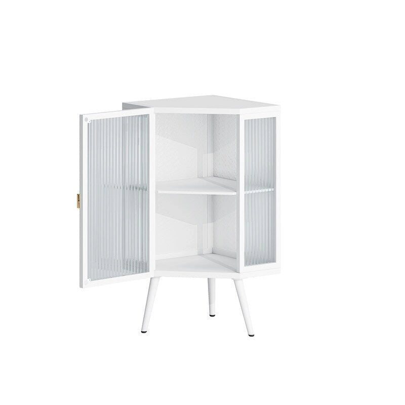 Grondin Modern Style 22.25  Bathroom Corner Storage Cabinet with Tempered Glass Doors and Interior Adjustable Shelf