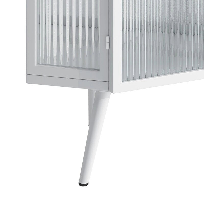 Grondin Modern Style 22.25  Bathroom Corner Storage Cabinet with Tempered Glass Doors and Interior Adjustable Shelf